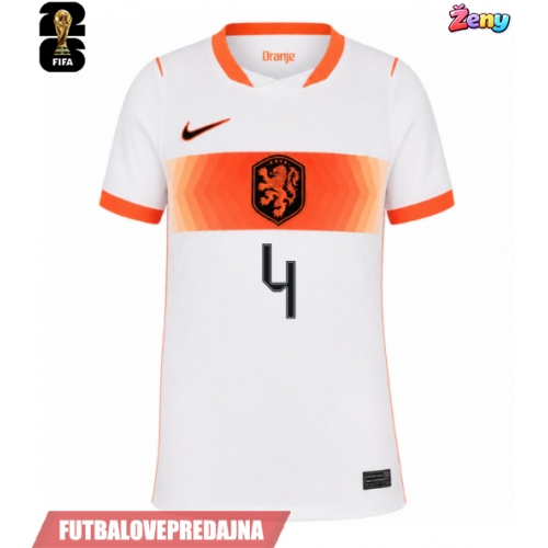 Lacne Ženy Futbalové dres Holandsko Virgil van Dijk #4 MS 2026 Krátky Rukáv - Preč